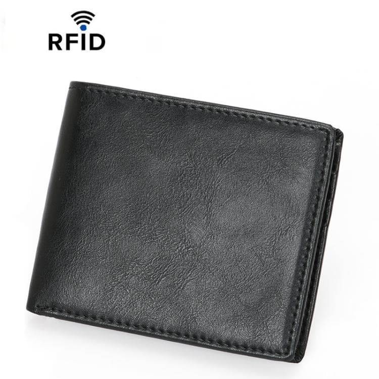 CQ-502 RFID Anti-Skimming Retro Men Wallet Lightweight Billfold(Black) - Immagine 1