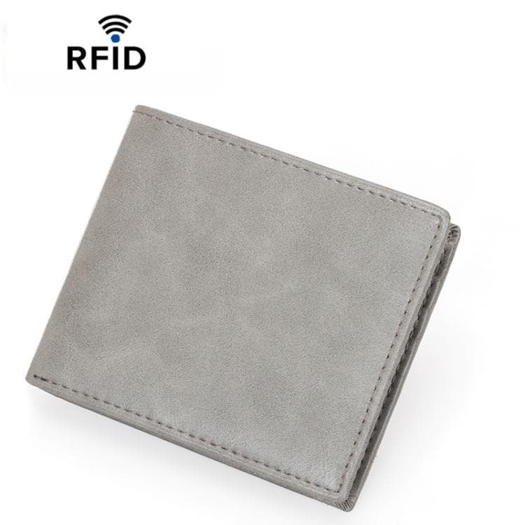 CQ-502 RFID Anti-Skimming Retro Men Wallet Lightweight Billfold(Grey) - Immagine 1