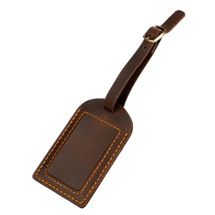 Crazy Horse Genuine Leather Luggage Tag Boarding Pass Card Holder(Coffee) - Immagine 1