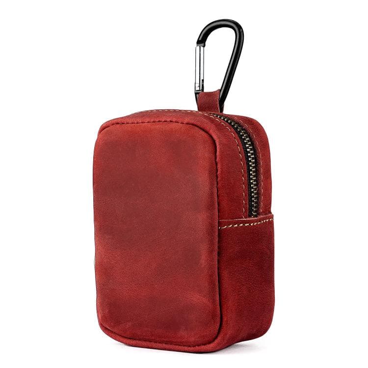 Crazy Horse Genuine Leather Outdoor Sports Waist Pouch Coin Purse(Red) - Immagine 1