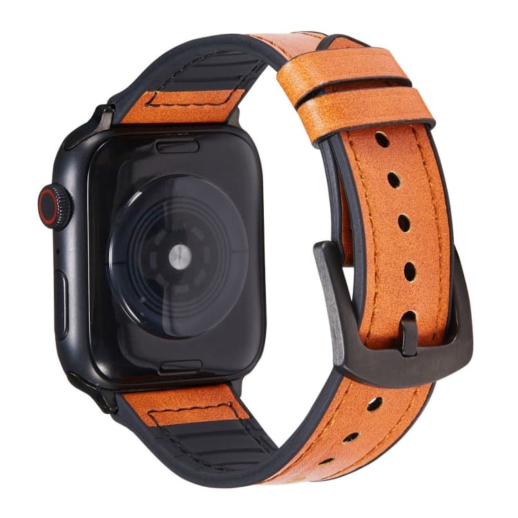 Crazy Horse Texture Leather Watch Band For Apple Watch Series 9&8&7 41mm / SE 3&SE 2&6&SE&5&4 40mm / 3&2&1 38mm(Brown) - Immagine 1