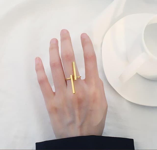 Anello apertura geometrica semplice creativo gioielli personalità (Oro) - Immagine 1