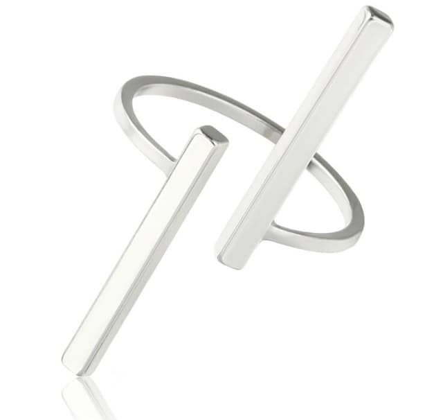 Anello creativo con geometria semplice, gioiello di personalità (Argento) - Immagine 1