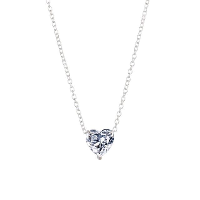 Collana con ciondolo a cuore di cristallo, collana corta per donna (argento) - Immagine 1