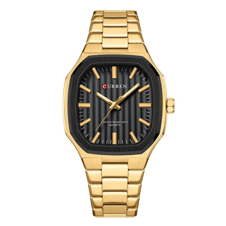 Curren 8458 Business Steel Strap Men Quartz Watch, Color: Golden Shell Black - Immagine 1