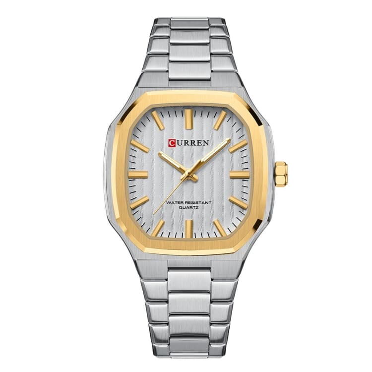 Curren 8458 Business Steel Strap Men Quartz Watch, Color: White Shell Golden Circle White Surface - Immagine 1
