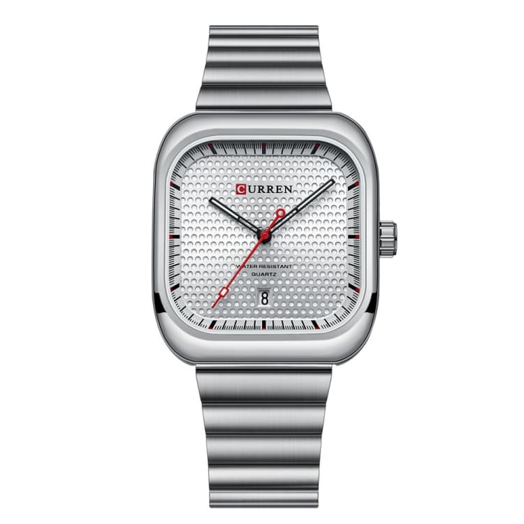 Curren 8460 Casual Steel Strap Square Men Quartz Watch, Color: White Shell White - Immagine 1