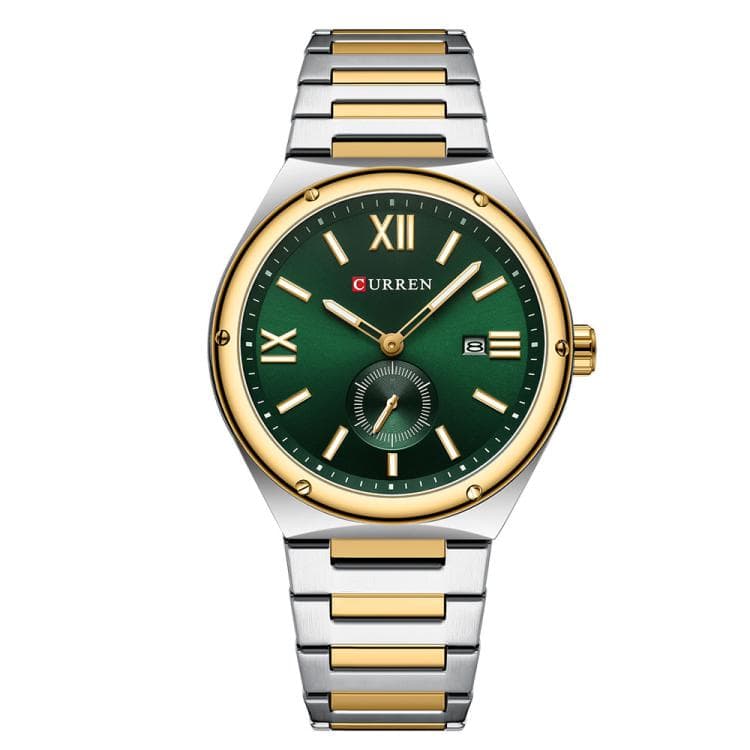 Curren Calendar Steel Strap Casual Men Quartz Watch, Color: Gold Green - Immagine 1