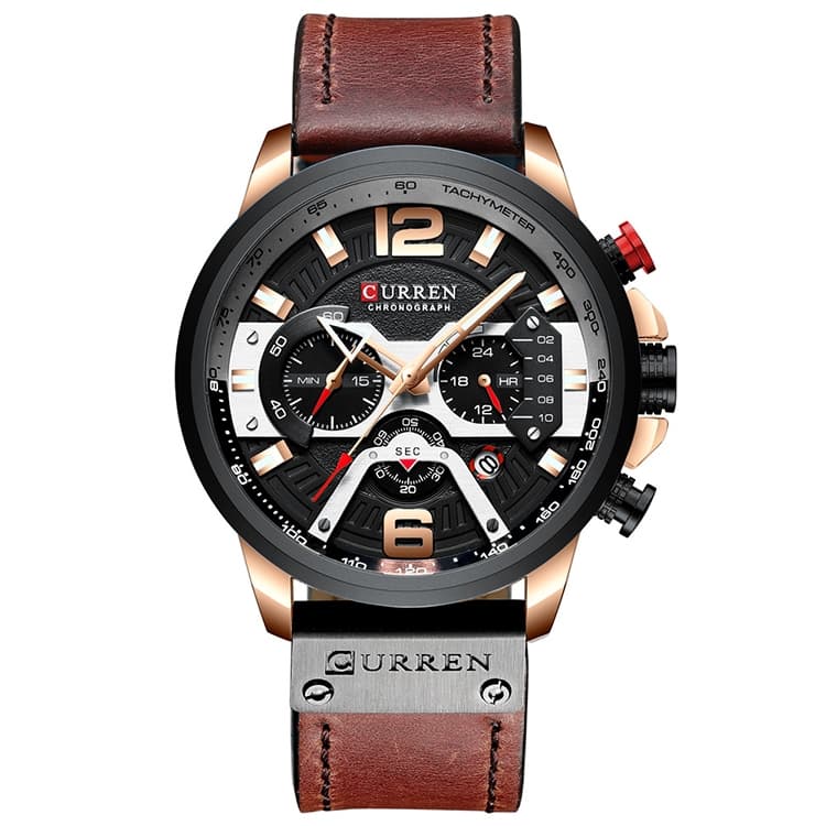 CURREN M8329 Casual Sport Leather Watch for Men(Rose black) - Immagine 1