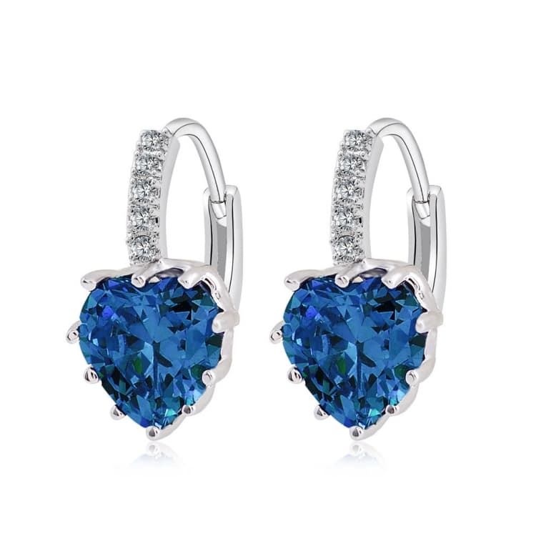 Orecchini a cuore carini in argento sterling 925 con zirconi cubici - Immagine 1