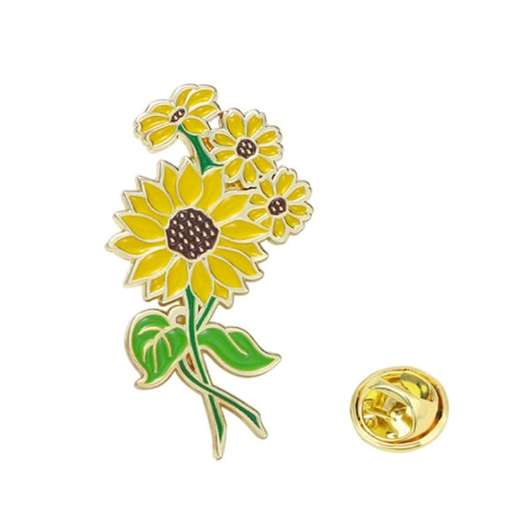 CZ0976-2 Spilla a forma di fiore di cartone animato in lega smaltata, stile giardino, girasole, per abbigliamento e borse, ornamenti - Immagine 1