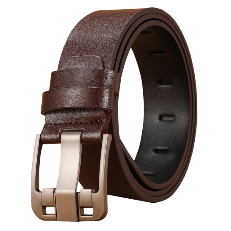 Cintura in pelle gommata con fibbia a spillo da uomo Dandali 120 cm, cintura casual vintage, modello: Stile 6 (Marrone) - Immagine 1