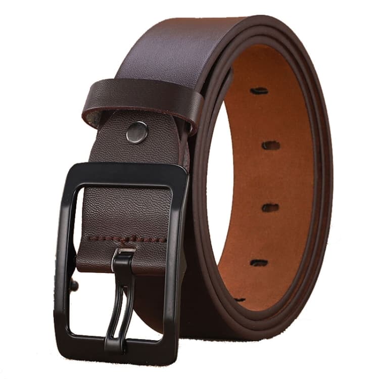 Cintura Dandali 120cm in Pelle Gommatata con Fibbia a Perno Uomo, Stile: Fibbia Nera Sole (Caffรจ) - Immagine 1