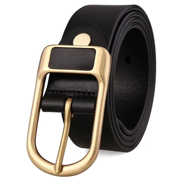 Cintura in gomma con fibbia a spillo da uomo Dandali 120 cm, stile: fibbia a spillo in pelle dorata (nero) - Immagine 1