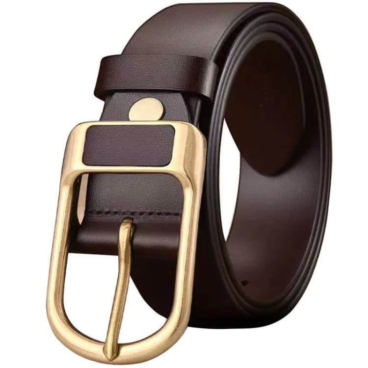 Cintura Dandali 120cm Uomo con Fibbia a Perno in Gomma, Stile: Fibbia a Perno in Pelle Oro (Marrone) - Immagine 1