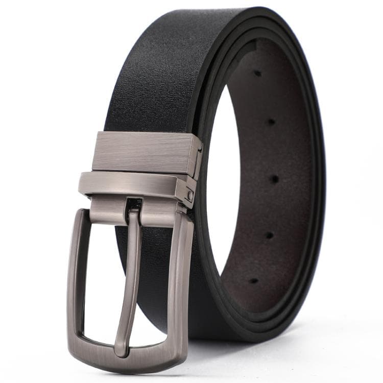 Cintura in pelle con fibbia girevole Dandali, cintura casual da uomo, lunghezza: 130 cm (nera) - Immagine 1