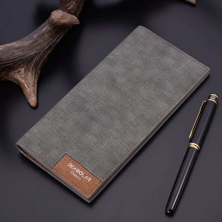 DEABOLAR Large Capacity Men Long Wallet Ultra-thin Paneled Soft Wallet(Light Gray) - Immagine 1