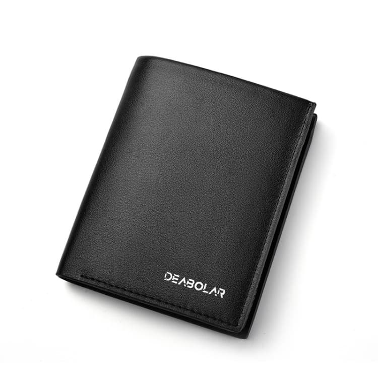 DEABOLAR Large-Capacity Multi-Card Men Short PU Leather Wallet(Black Vertical) - Immagine 1