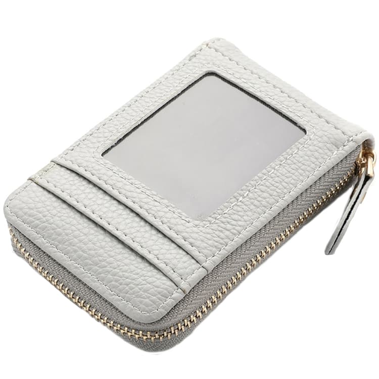DEABOLAR Large-capacity Multi-slot Short Organ Card Holder PU Leather ID Cover Zipper Coin Purse(Grey) - Immagine 1