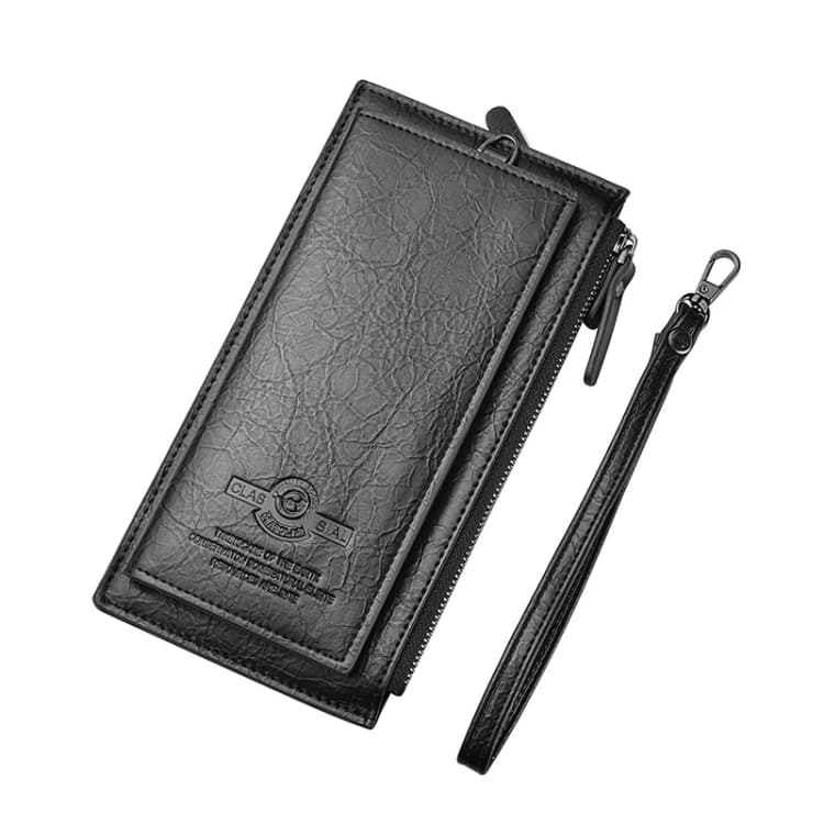 DEABOLAR Men Long Wallet Retro PU Soft Leather Hand Strap Clutch Mobile Phone Bag(Black) - Immagine 1
