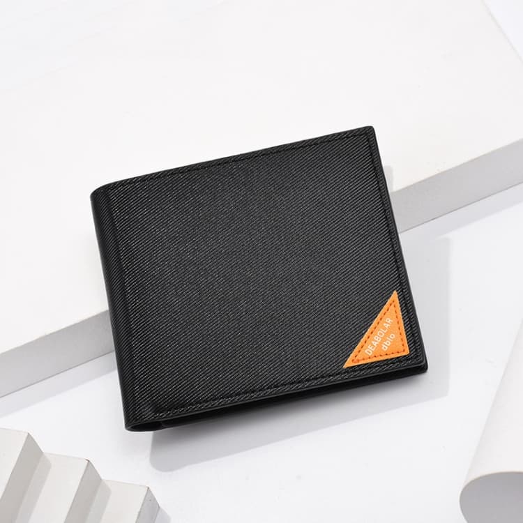 DEABOLAR Men Short Wallet Cross Pattern Tri-Fold Zipper Coin Purse Driver License Card Holder(Black) - Immagine 1