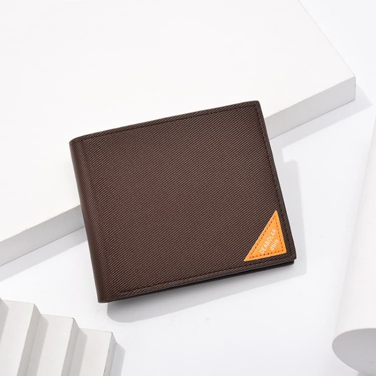 DEABOLAR Men Short Wallet Cross Pattern Tri-Fold Zipper Coin Purse Driver License Card Holder(Coffee) - Immagine 1