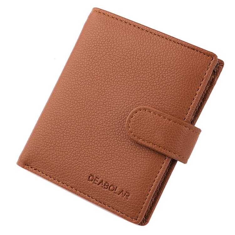 DEABOLAR Men Vertical Coin Purse Buckle Zipper Card Holder Driver License Protective Cover(Brown) - Immagine 1