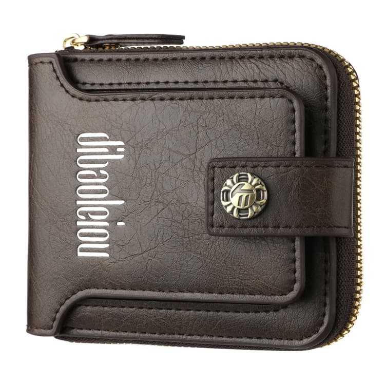 DEABOLAR Men Wallet Horizontal Zipper Retro Coin Purse Card Holder(Dark Brown) - Immagine 1