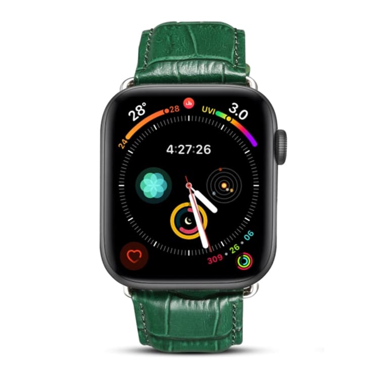 Cinturino in pelle di mucca con grana di coccodrillo Denior per Apple Watch Serie 7 41mm / 6 & SE & 5 & 4 40mm / 3 & 2 & 1 38mm (Verde) - Immagine 1