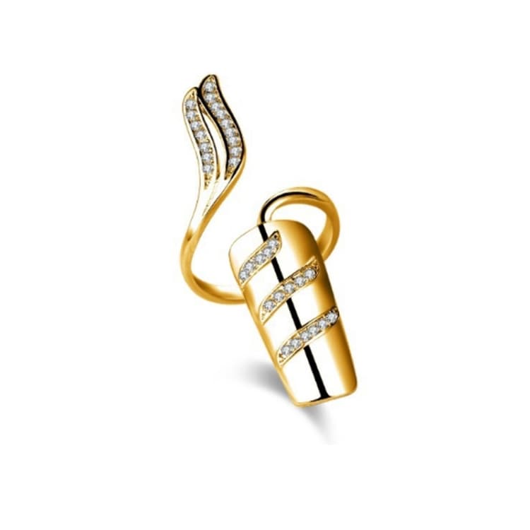 Gioiello Anello Aperto con Cappuccio per Unghie Diamante, Colore: Dito Indice Oro - Immagine 1
