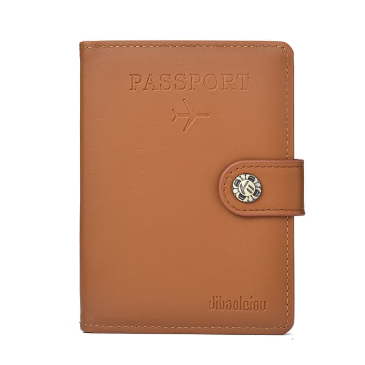 Dibaoleiou Buckle PU Leather ID Card Storage Bag Multifunctional Passport Case(Brown) - Immagine 1