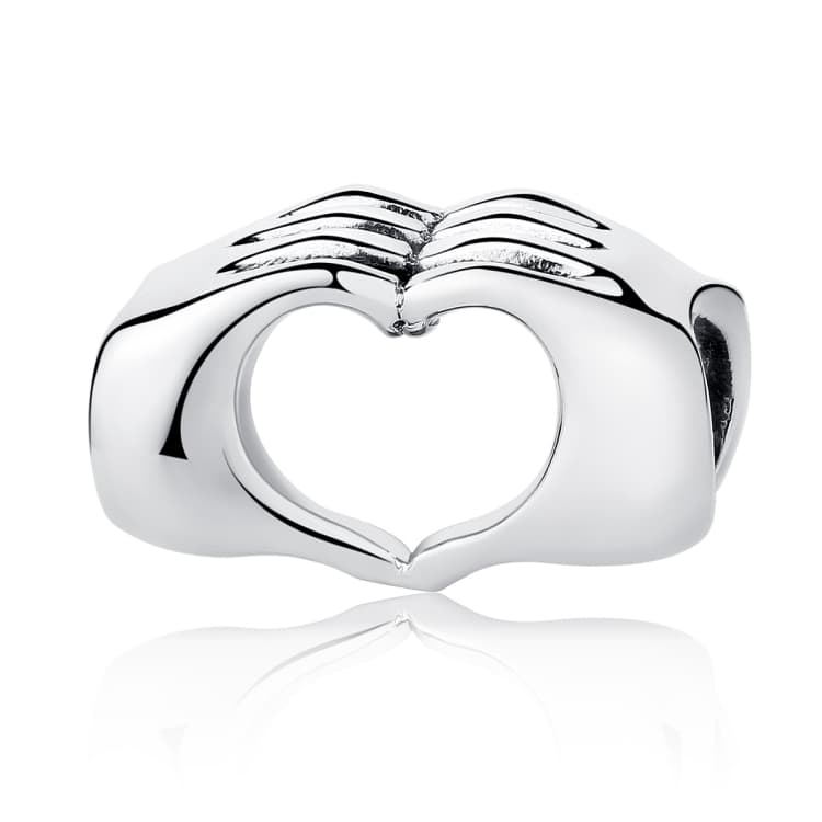 DIY Bracelet Beads Holding Hands Heart-to-heart S925 Sterling Silver Beads - Immagine 1