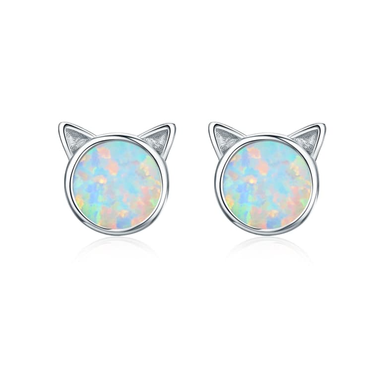 Orecchini fai da te Gatto Argento Sterling Orecchini Zirconia (Argento) - Immagine 1