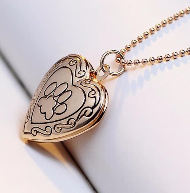 Collana ciondolo portafoto a forma di cuore fai da te in metallo (oro) - Immagine 1