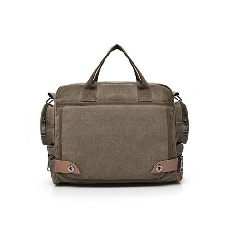 DJ05 Outdoor Canvas Waterproof Handbag Laptop Single-shoulder Bag(Coffee) - Immagine 1