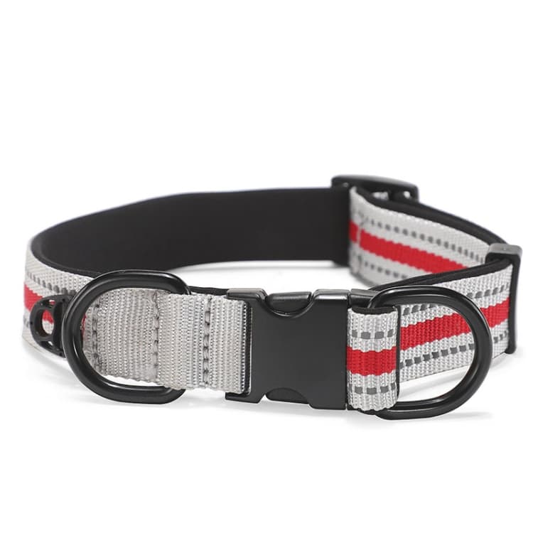 Collare riflettente in nylon per cani, specifica: S (fibbia nera e rossa) - Immagine 1