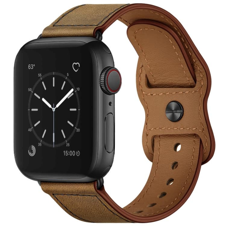 Cinturino per orologio in pelle a doppio foro per Apple Watch Series 7 41mm / 6 & SE & 5 & 4 40mm / 3 & 2 & 1 38mm (Marrone scuro Crazy Horse) - Immagine 1