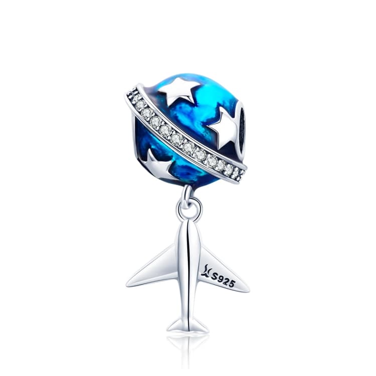 Dream Of Traveling Airplane Dripping Oil S925 Sterling Silver Bead DIY Accessories - Immagine 1