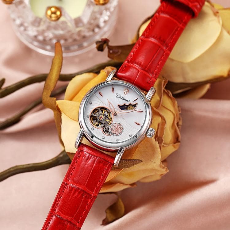 Dulunwe 6023C 30m Waterproof Fully Automatic Mechanical Watch, Color: Natural Leather Red - Immagine 1