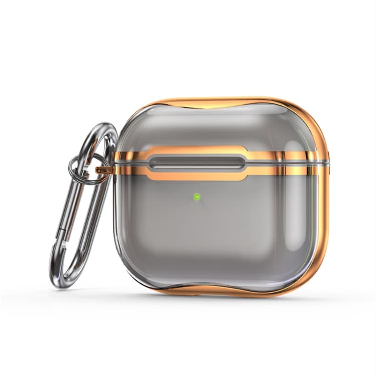 Telaio per elettrodeposizione + Custodia protettiva per auricolari in TPU trasparente con gancio per AirPods 3 (Nero trasparente + Oro) - Immagine 1