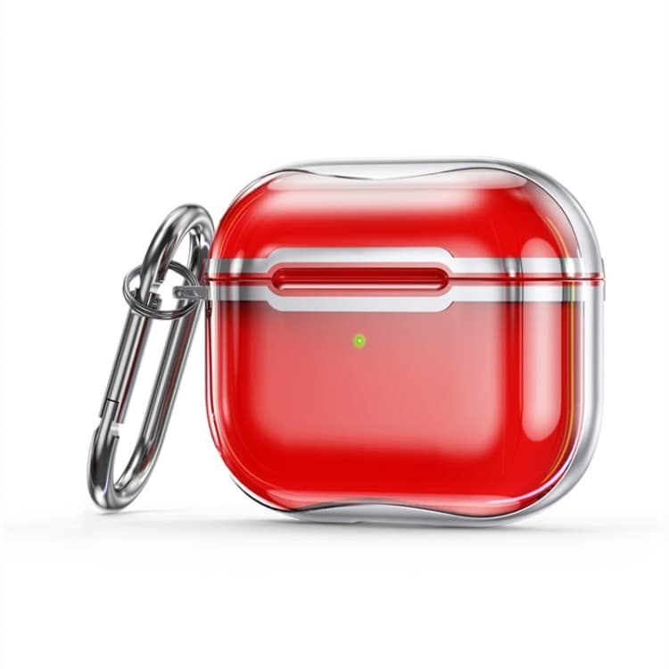 Telaio per elettrodeposizione + Custodia protettiva per auricolari in TPU trasparente con gancio per AirPods 3 (Rosso trasparente + Argento) - Immagine 1