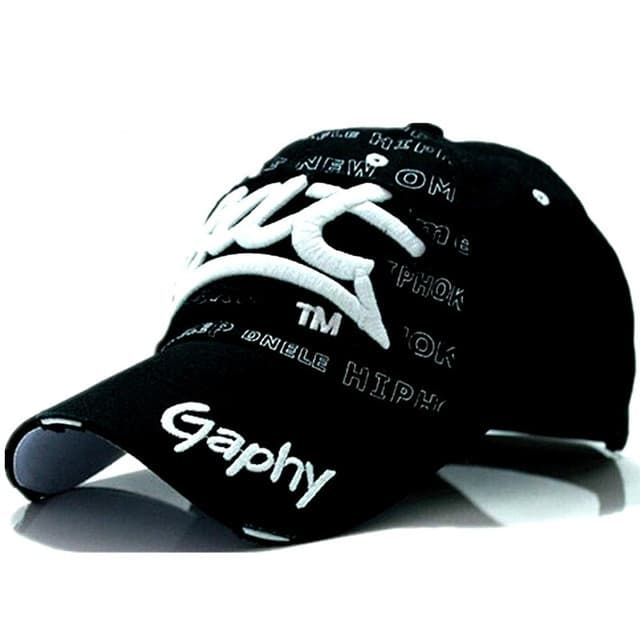 Embroidery Letter Pattern Adjustable Curved Eaves Baseball Cap, Head Circumference: 54-62cm(black white) - Immagine 1