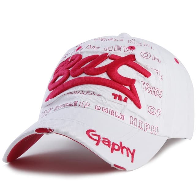 Embroidery Letter Pattern Adjustable Curved Eaves Baseball Cap, Head Circumference: 54-62cm(white red) - Immagine 1