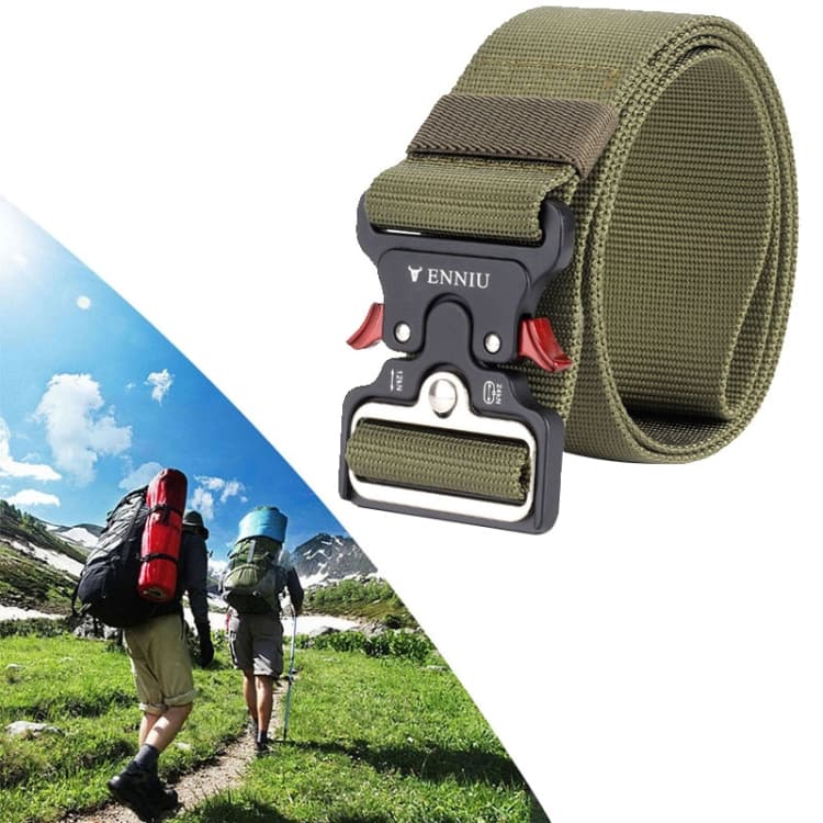 Cintura in nylon di alta qualità ENNIU larga 5 cm, cintura da allenamento multifunzione regolabile per uomo (verde militare) - Immagine 1