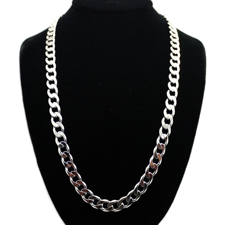 Collana lunga semplice Hip Hop in lega moda Europa e America, larghezza: 12 mm, lunghezza: 80 cm (platino) - Immagine 1