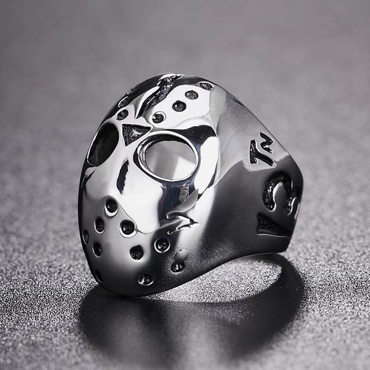 Anello in acciaio al titanio stile punk gotico rock con teschio, taglia USA: 7, diametro: 17,4 mm, perimetro: 55 mm - Immagine 1