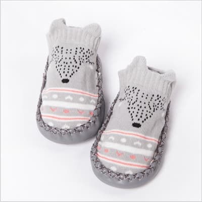 Calzini per bambini alla moda con suola in gomma, calzino per neonato, autunno inverno, bambini, calzini antiscivolo con suola morbida (525 grigio) - Immagine 1