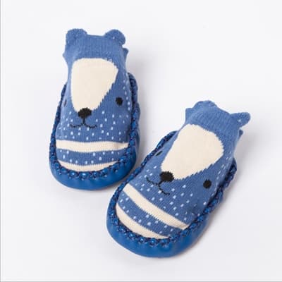 Calzini moda per bambini con suola in gomma, calzino per neonato, autunno inverno, bambini, calzini antiscivolo con suola morbida (525 blu marino) - Immagine 1