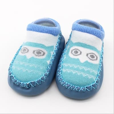 Calzini moda per bambini con suola in gomma, calzino per neonato, autunno inverno, calzini antiscivolo con suola morbida (6S01 Blu) - Immagine 1