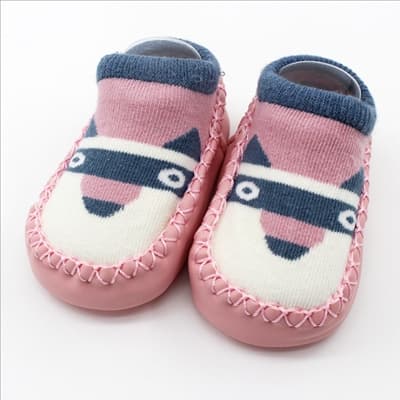 Calzini moda per neonati con suola in gomma, calzino per neonato autunno inverno, calzini antiscivolo per bambini, suola morbida (6S02 Rosa) - Immagine 1